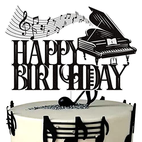 Musik Klavier Happy Birthday Kuchen Topper Schwarz Glitzer Musik Noten Kuchen Dekoration Musik Liebhaber Thema Geburtstag Party Supplies für Musiker Musik Klavier Happy Birthday Kuchen Topper Schwarz Glitzer Musik Noten Kuchen Dekoration Musik Liebhaber Thema Geburtstag Party Supplies für Musiker von LINGBOOM
