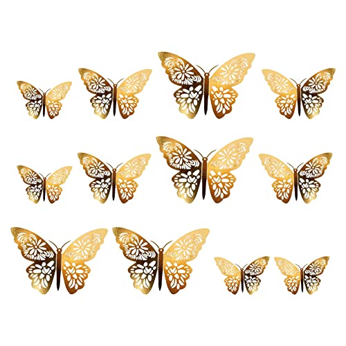 LINGJIONG Schmetterlingskuchendekoration, goldfarben, doppelseitig, Dekoration für Hochzeit, goldene Schmetterlinge, für Wanddekoration, Zimmerdekoration LINGJIONG Schmetterlingskuchendekoration, goldfarben, doppelseitig, Dekoration für Hochzeit, goldene Schmetterlinge, für Wanddekoration, Zimmerdekoration von LINGJIONG