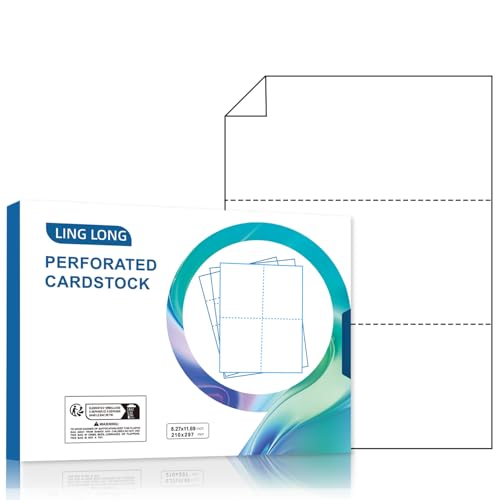 LINGLONG A4 perforiertePapier, 150 Blatt,80g,A4 3 Parts (210 * 99mm) 150 Blatt (450 Karten) von LINGLONG
