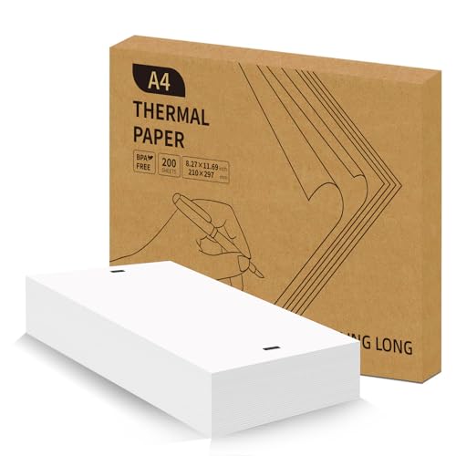 LINGLONG A4 Thermopapier-kompatibler Thermopapier-Ersatz für tragbaren A4-Thermodrucker für Phomemo M08F M832 M833 M834 Q302 A40 Mobiler Drucker, Druckerpapier, 200 Blatt von LINGLONG