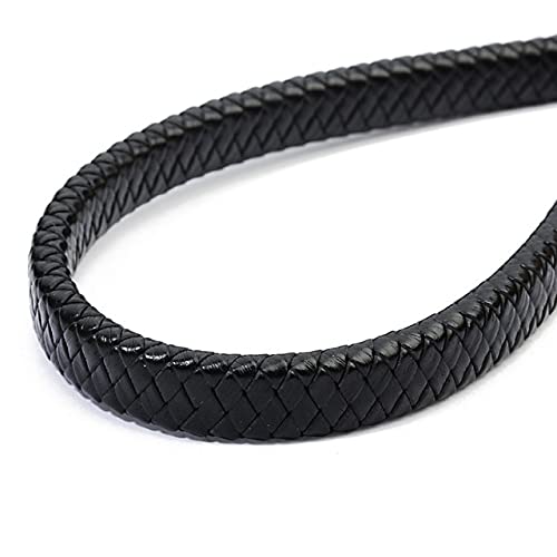 LINGP 1 Yard/Los Breite 10 mm 12 mm Geflochtenes Echtlederband Armband Erkenntnisse Flaches Lederseilgewinde Für DIY Schmuckherstellung von LINGP