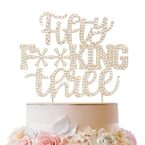 LINGTEER Tortenaufsatz zum 53. Geburtstag, goldfarbene Strasssteine, Dekoration für Kuchen, Geschenk von LINGTEER