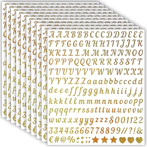 10 Blätter Glitzer Buchstaben Aufkleber Kleine, 2000 Stücke 13 mm Selbstklebende Buchstaben Zahlen Sticker, Klebebuchstaben Wetterfest Vinyl Alphabet für DIY Scrapbooking, Grußkartendekoration (Gold) 10 Blätter Glitzer Buchstaben Aufkleber Kleine, 2000 Stücke 13 mm Selbstklebende Buchstaben Zahlen Sticker, Klebebuchstaben Wetterfest Vinyl Alphabet für DIY Scrapbooking, Grußkartendekoration (Gold) von LINGYUEDUO