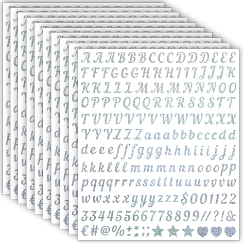10 Blätter Glitzer Buchstaben Aufkleber Kleine, 2000 Stücke 13 mm Selbstklebende Buchstaben Zahlen Sticker, Klebebuchstaben Wetterfest Vinyl Alphabet für DIY Scrapbooking,Grußkartendekoration (Silber) 10 Blätter Glitzer Buchstaben Aufkleber Kleine, 2000 Stücke 13 mm Selbstklebende Buchstaben Zahlen Sticker, Klebebuchstaben Wetterfest Vinyl Alphabet für DIY Scrapbooking,Grußkartendekoration (Silber) von LINGYUEDUO