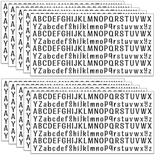 2080 Stücke Buchstaben Aufkleber Kleine 13 mm, 10 Blätter Selbstklebende Buchstaben Zahlen Sticker, Klebebuchstaben Wetterfest Vinyl Alphabet für DIY Scrapbooking, Grußkartendekoration (Schwarz) von LINGYUEDUO