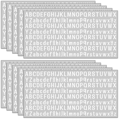 2080 Stücke Buchstaben Aufkleber Kleine 13 mm, 10 Blätter Selbstklebende Buchstaben Zahlen Sticker, Klebebuchstaben Wetterfest Vinyl Alphabet für DIY Scrapbooking, Grußkartendekoration (Weiß) von LINGYUEDUO