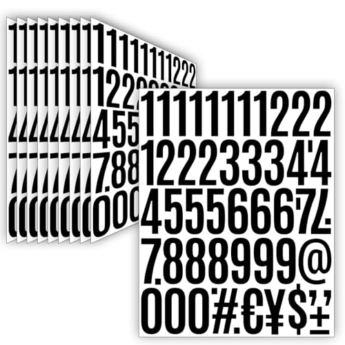 540 Stück, 50 mm - Zahlen Aufkleber, 10 Blätter Schwarz Klebezahlen Wetterfest, Vinyl Number Stickers für Briefkasten, Adressnummer, Hausnummer 540 Stück, 50 mm - Zahlen Aufkleber, 10 Blätter Schwarz Klebezahlen Wetterfest, Vinyl Number Stickers für Briefkasten, Adressnummer, Hausnummer von LINGYUEDUO