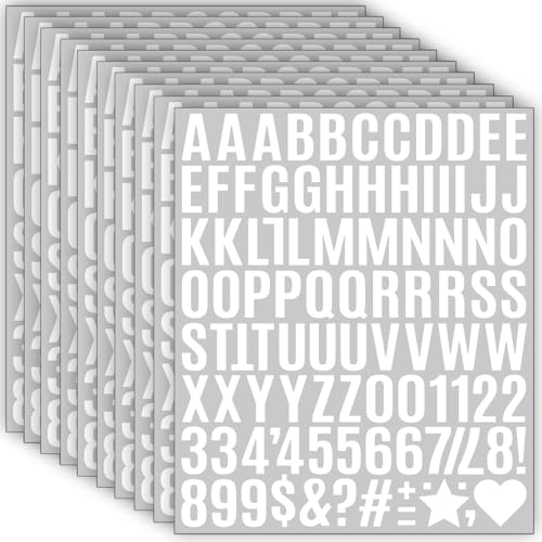 980 Stücke Selbstklebende Buchstaben Aufkleber,10 Blätter Wetterfeste Vinyl Alphabet Nummern Sticker (2.5 cm), Klebebuchstaben für DIY Scrapbooking, Postfach, Grußkartendekoration,Geschenk (Weiß) von LINGYUEDUO
