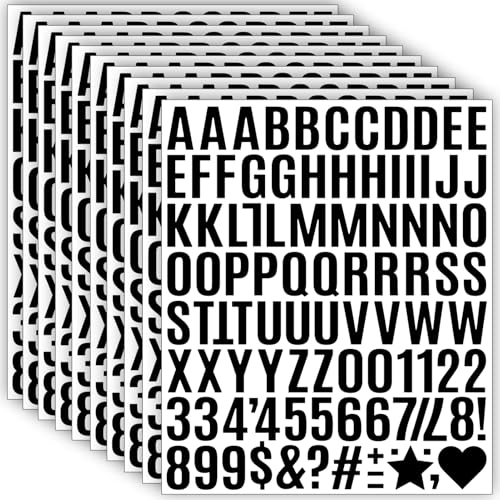 980 Stücke Selbstklebende Buchstaben Aufkleber,10 Blätter Wetterfeste Vinyl Alphabet Nummern Sticker (2.5 cm), Klebebuchstaben für DIY Scrapbooking, Postfach, Grußkartendekoration,Geschenk (Schwarz) von LINGYUEDUO
