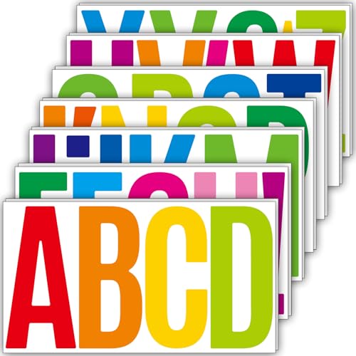 Buchstaben Aufkleber Groß(15 cm), 14 Blätter Selbstklebende Wasserfester Alphabet Aufkleber Vinyl Letter Sticker für Outdoor Schilder Poster Briefkästen Fenster (Bunte) von LINGYUEDUO