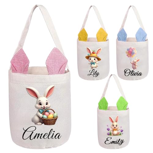 LINGYULG Personalisierte Osterkörbe für Mädchen und Jungen, personalisierter Osterkorb mit Namen, Hasen-Osterkorb-Design – perfekt für Feiertage und Partygeschenke LINGYULG Personalisierte Osterkörbe für Mädchen und Jungen, personalisierter Osterkorb mit Namen, Hasen-Osterkorb-Design – perfekt für Feiertage und Partygeschenke von LINGYULG