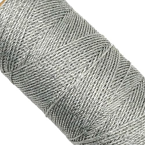 LINHASITA Garnspule, gewachst, 100 g / 170 Meter, Dicke: 1 mm, Polyester, Makramee-Garn, 30 Farben, silberfarben von LINHASITA