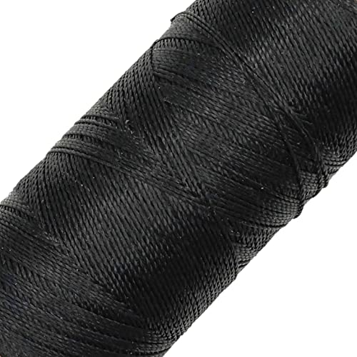 LINHASITA Garnspule, gewachst, 100 g / 360 Meter, Dicke: 0,5 mm, Polyester, Makramee-Garn, 30 Farben - Schwarz von LINHASITA