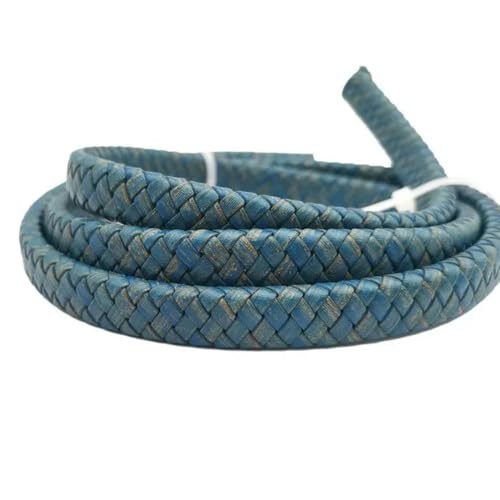 LINLN Flacher geflochtener Lederstreifen, 12 mm x 6 mm, 12 mm breit, zur Herstellung von Armbändern, Lederband, Distressed-Lila von LINLN