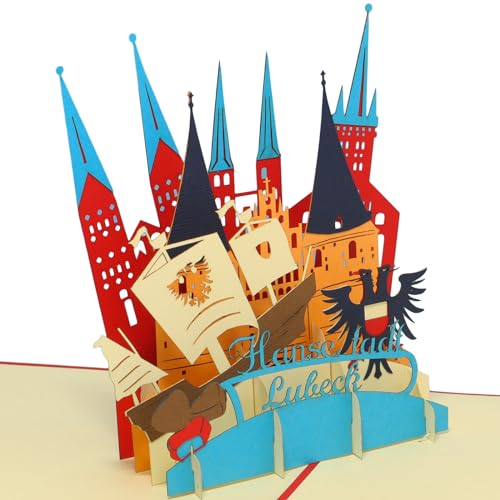 LINPOPUP®, LIN17319, Pop Up - 3D Karte, Glückwunschkarte Klappkarte Geburtstag Reisegutschein Stadt Lübeck, N219 von LINPOPUP