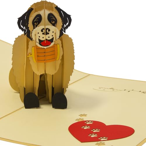 LINPOPUP®, LIN17772, Pop Up Karte Hund, Geburtstag Hund, Hund mit Herz, 3D Grußkarte Klappkarte Karte Rettungshund, Hund, N398 von LINPOPUP