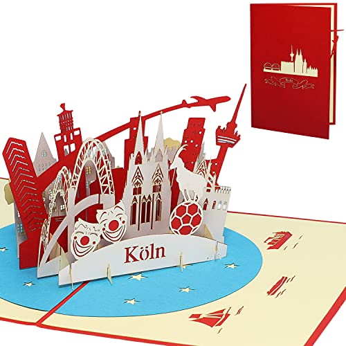 LINPOPUP®, LIN17779, Pop Up 3D Karte Köln Geburtstagskarte Grußkarte Klappkarte Postkarte Reisegutschein Kölner Dom Kölner Skyline Städtetrip Köln Souvenir, N218 von LINPOPUP