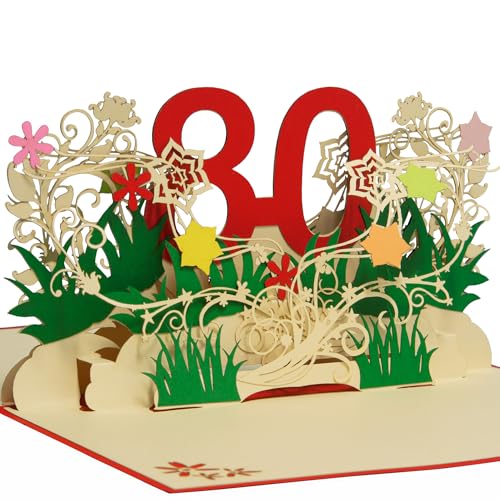 LINPOPUP, Pop Up Karte Geburtstag, 3D Geburtstag Karte zum 80, Geburtstagsgeschenke Frau, Geburtstagseinladung, Glückwunschkarte Klappkarte 3D, Jubiläum, 80, Blumen Pop Up, N67 von LINPOPUP