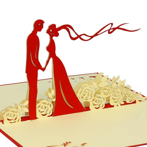 LINPOPUP®, LIN17814, POP UP Karten Hochzeit, Hochzeitskarte, Hochzeitseinladung, Glückwunschkarten Hochzeit, 3D Klappkarten Hochzeit, Grußkarten, N74 von LINPOPUP