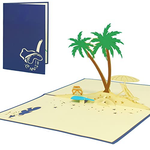 LINPOPUP® Pop-Up Karte Urlaub, 3D Grußkarte zur Reise am Meer, See, Strand, Gutscheinkarte, Klappkarte für Urlaub, Reisen, Geburtstag - Kreative Verpackung Geldkarte, N109 von LINPOPUP