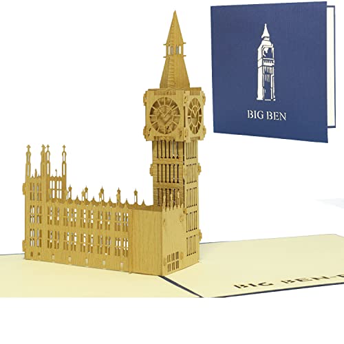 LINPOPUP®, LIN17122, 3D POP UP Karte England, Reisegutschein, Pop Up Geburtstagskarte, Klappkarte Geburtstag, Stadtkarte Geschenk Städtetrip London, Pop Up BigBen, N184 von LINPOPUP