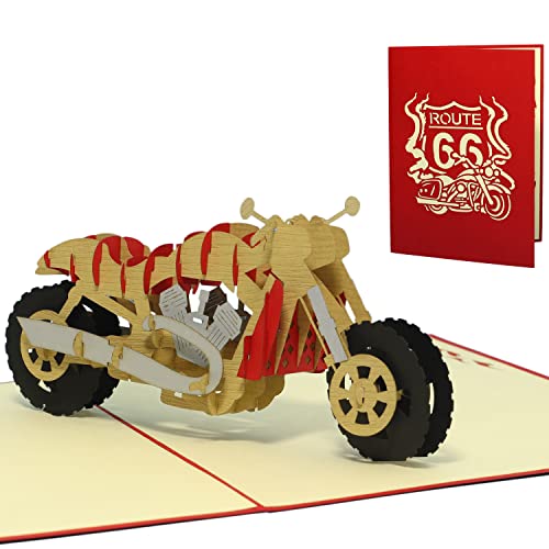 LINPopUp®, LIN17486, POP UP 3D Karte "Motorrad", Geburtstagskarte Grußkarten 3D Klappkarte Gutschein Motorrad, N160 von LINPopUp