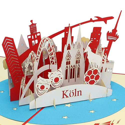 LINPopUp®, Pop Up 3D Karte, Köln Geburtstagskarte Grußkarte Klappkarte Postkarte Reisegutschein Kölner Dom Kölner Skyline Städtetrip Köln Souvenir, N218 von LINPOPUP