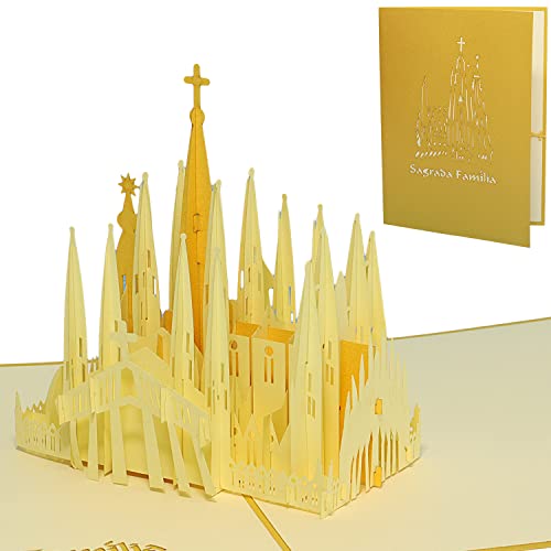 LINPopUp®, Pop Up 3D Karten, Pop Up Geburtstagskarte, 3D Grußkarte Klappkarte Reisegutschein Spanien Architektur Sagrada Familia, Barcelona, N266 von LINPOPUP