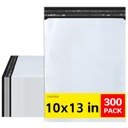 Poly-Versandtaschen, 25,4 x 33 cm, 300 Stück, für Kleidung, Polymailer, kleine Geschäfte, Pakete, Kleidung, Luftpolsterbeutel, Polybeutel, Polymailer, Verpackung, Weiß von LINSIRON
