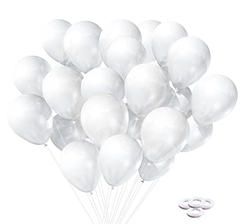 LINSOCLE 100 Stück Hochzeitsluftballons Weiß, Luftballons Weiß, Weiße Luftballons Hochzeit, Helium Luftballons Weiß, Latex Luftballons Weiß 12inch für Hochzeit Valentinstag Party Deko von LINSOCLE