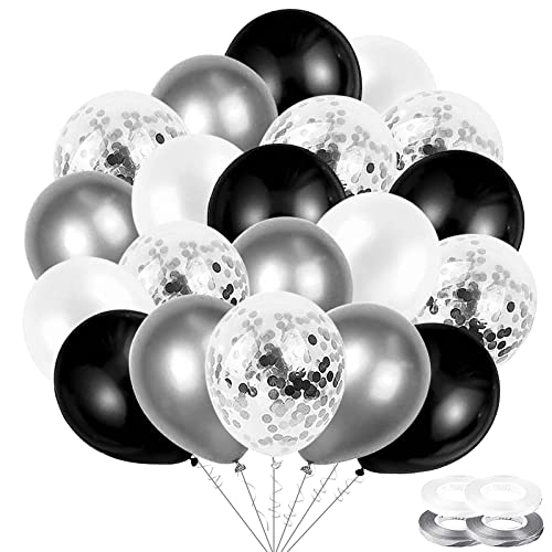 LINSOCLE 80 Stück Luftballons Silber Weiß Schwarz, Luftballons Silber und Schwarz, Weiße und Schwarze Luftballon für Geeignet Hochzeiten von Männern und Frauen und Verschiedene Partydekorationen LINSOCLE 80 Stück Luftballons Silber Weiß Schwarz, Luftballons Silber und Schwarz, Weiße und Schwarze Luftballon für Geeignet Hochzeiten von Männern und Frauen und Verschiedene Partydekorationen von LINSOCLE