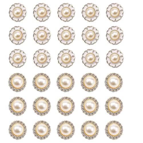 LINTRA 30 Stück Perlenknöpfe, Rundes Retro-Kunstperlenknöpfe, 18 Millimeter Durchmesser Strass-Perlenknöpfe, 2 Designs, für DIY-Handarbeit, Kleidung LINTRA 30 Stück Perlenknöpfe, Rundes Retro-Kunstperlenknöpfe, 18 Millimeter Durchmesser Strass-Perlenknöpfe, 2 Designs, für DIY-Handarbeit, Kleidung von LINTRA