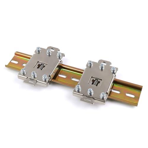 LINTRA Din Rail Mount Clip, 2 Stück Hutschiene Clips und 20 cm Schaltschrank Schiene, 6 Löcher Din Rail Montagehalterung Klemme mit Schrauben, für Leiterplattenmontage Projekte von LINTRA