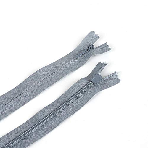 10 Teile/Beutel Lange Unsichtbare Reißverschlüsse DIY Nylon Spule Reißverschluss Zum Nähen Kleidung Zubehör, Grau, 28 cm von LINWX