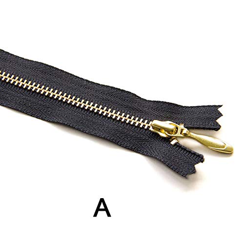 LINWX 1 stücke 3# Gold Zahn Metall Reißverschluss Ende Auto Lock DIY Tasche Geldbörse Kleid Schuhe Patchwork Zubehör, A, 25 cm von LINWX