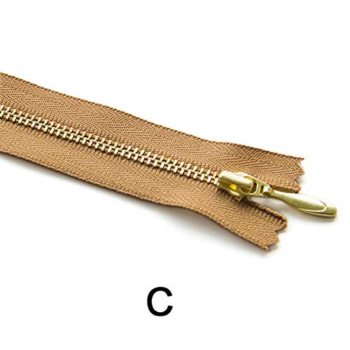 LINWX 1 stücke 3# Gold Zahn Metall Reißverschluss Ende Auto Lock DIY Tasche Geldbörse Kleid Schuhe Patchwork Zubehör, C, 25 cm von LINWX