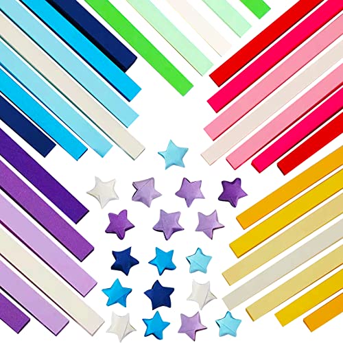 Origami Sterne Papier Papierstreifen zum Basteln Doppel Seitige Einfarbige Dekoration Papier Streifen für DIY Handwerk 2700 Streifen von LINXIU