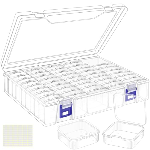 LINYAPRY Kleine Perle Aufbewahrungsboxen, 46 Teilige Aufbewahrungsbox aus Klarem Kunststoff, Mini Diamond Painting Aufbewahrungsbox mit Klappdeckel für Perlen Schmuck Pille Organiser Storage LINYAPRY Kleine Perle Aufbewahrungsboxen, 46 Teilige Aufbewahrungsbox aus Klarem Kunststoff, Mini Diamond Painting Aufbewahrungsbox mit Klappdeckel für Perlen Schmuck Pille Organiser Storage von LINYAPRY