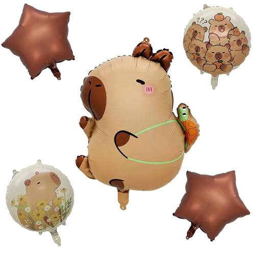5 Stück Capybara Party Ballons, Capybara Geburtstag Luftballons Folienballons Cartoon Animal Balloon Set, Tiere Luftballon Folie Party für Kinder Geburtstag Dekoration 5 Stück Capybara Party Ballons, Capybara Geburtstag Luftballons Folienballons Cartoon Animal Balloon Set, Tiere Luftballon Folie Party für Kinder Geburtstag Dekoration von LINYIJOY