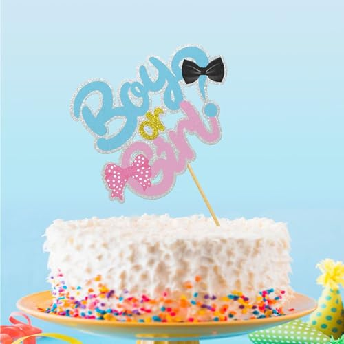 13 Stück Boy or Girl Gender Reveal Party Kuchen Torten Dekoration，Glitzer Gender Reveal Party Deko，Cake Cupcake Topper Geschlecht Offenbaren Kuchendeko von LINYUECH