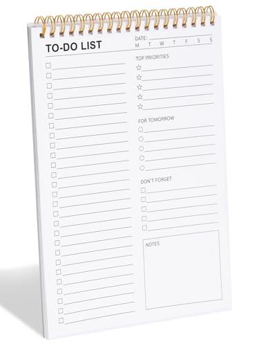 To-Do-Listen-Notizblock für Arbeit, Produktivität & Zielsetzung, undatierter Spiral-Tagesplaner mit 52 Blatt Aufgaben-Checkliste, Zeitmanagement, 100 GSM Papier für Büro, Familie, persönlichen von LIONSOUL