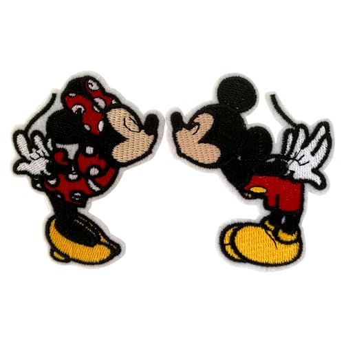2 x Mickey Minnie Mouse – Kuss – Valentinstag – bestickte Aufnäher zum Aufbügeln von LIONX