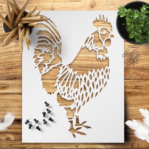 Hahn Hähne Bauernhof Land Vogel Schablone Schablone wiederverwendbar 8,5 x 11 Zoll zum Malen auf Wänden, Holz, Glas, DIY Kunst und Handwerk Projekte - LIONX Hahn Hähne Bauernhof Land Vogel Schablone Schablone wiederverwendbar 8,5 x 11 Zoll zum Malen auf Wänden, Holz, Glas, DIY Kunst und Handwerk Projekte - LIONX von LIONX