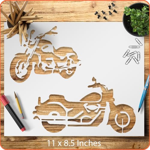 Schablone für Motorrad, Fahrrad, wiederverwendbar, 21,6 x 27,9 cm, zum Malen auf Wänden, Holz und Handwerk von LIONX
