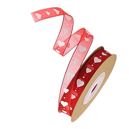 LIOOBO 10m Satin Geschenkband Rot Mit Herzen – Perfekt Für Valentinstag - Hochzeiten Und DIY – Hochwertiges - Dekoratives Band Für Kreative Geschenkverpackungen von LIOOBO
