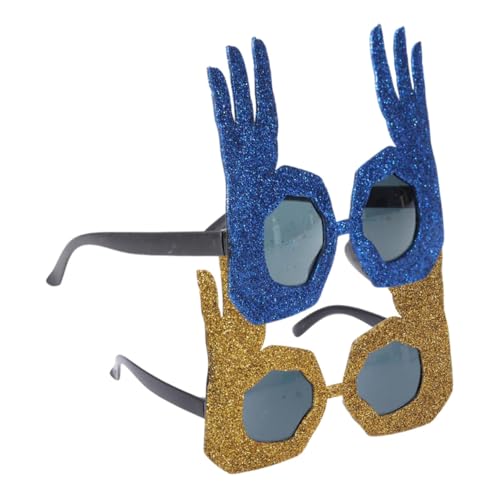 LIOOBO 2 Stück Lustige Ok Finger Brille für Partys Einzigartige Party Sonnenbrillen für Maskerade Luau und Kostüm Events Auffällige Requisiten für Erwachsene von LIOOBO