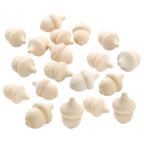 LIOOBO 30 Stück Teiliges Holz Mini DIY Basteln Unbehandelte Naturholz Eicheln für Kreative Kinderhandwerk und Dekoration von LIOOBO