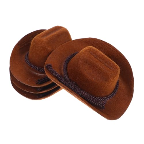 LIOOBO 4 Stück Miniatur-puppenhüte Für Heimwerkerarbeiten, Süße Kleine Cowboyhüte, Flaschenverschlüsse, Puppenhauszubehör, Western-partygeschenke, Dekorationen, Ornamente von LIOOBO
