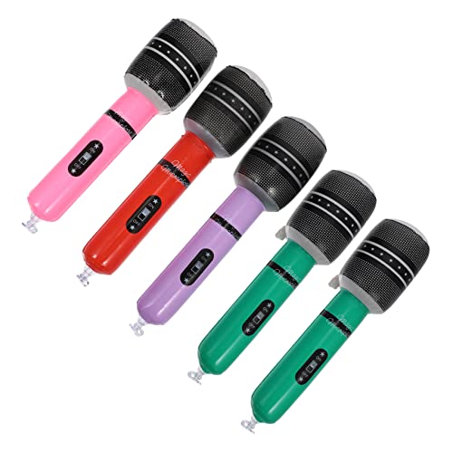 LIOOBO 5 Stück Teiliges Aufblasbares Mikrofon aus Sicherem PVC Realistische Karaoke Requisiten für Langlebig Wiederverwendbar Gemischt für Partys und Bühnenauftritte Zufällige Farbe von LIOOBO