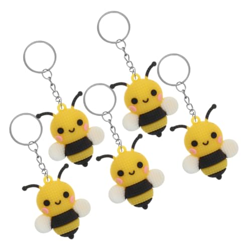 LIOOBO 5 Stück Teiliges Bienen Schlüsselanhänger Niedlicher Cartoon Biene Anhänger Leichte Metall und PVC Materialien Kompakte für Schlüssel Taschen und Dekoration als oder Party Deko von LIOOBO